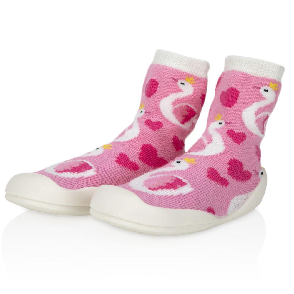24 Wholesale Nuby Snekz Baby Rubber Shoes - Pink Swan 7-17 Months image