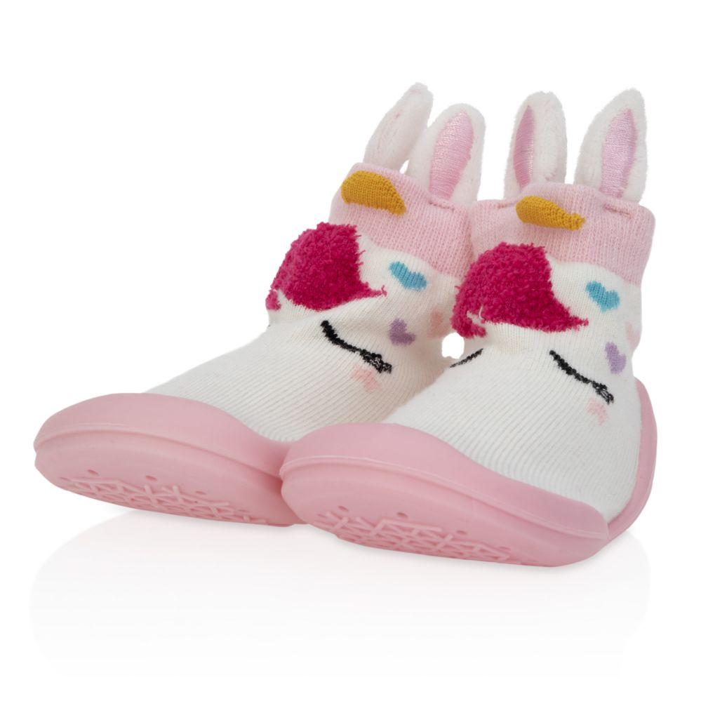 24 Wholesale Nuby Baby Rubber Shoes - Pink Unicorn Medium Sneks 14-22 Months image