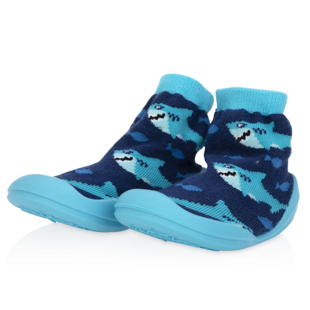 24 Wholesale Nuby Baby Rubber Shoes - Blue Sharks Large image