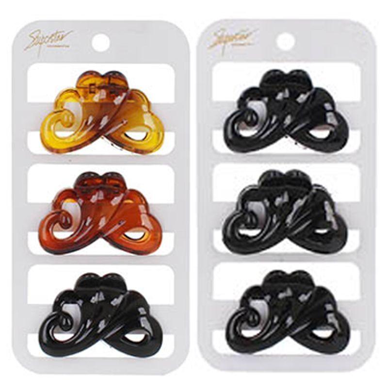 432 Wholesale Fancy Jaw Clips 3pk, 2 Assorted image