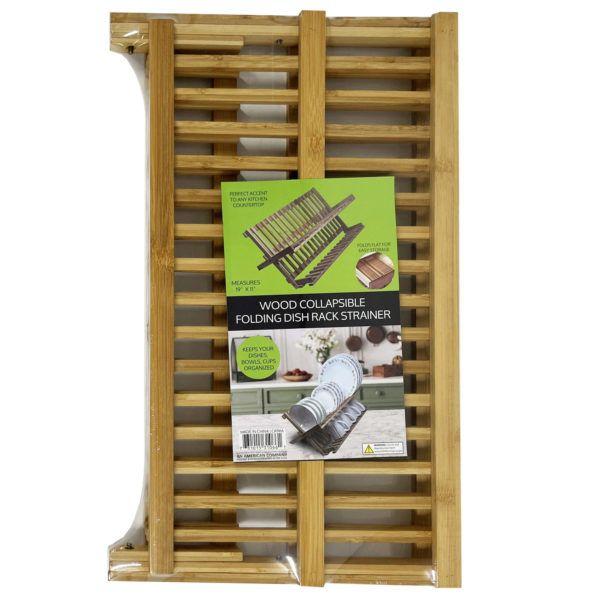 3 Wholesale Bamboo Collapsible Folding Dish Rack Strainer image