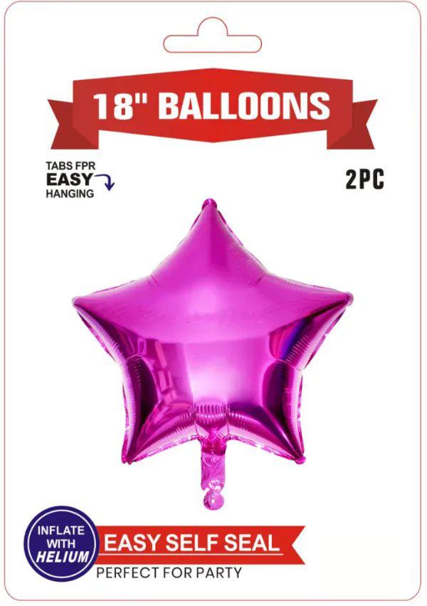 600 Wholesale Pink Mylar Star Balloons 18in 2pc Pack image