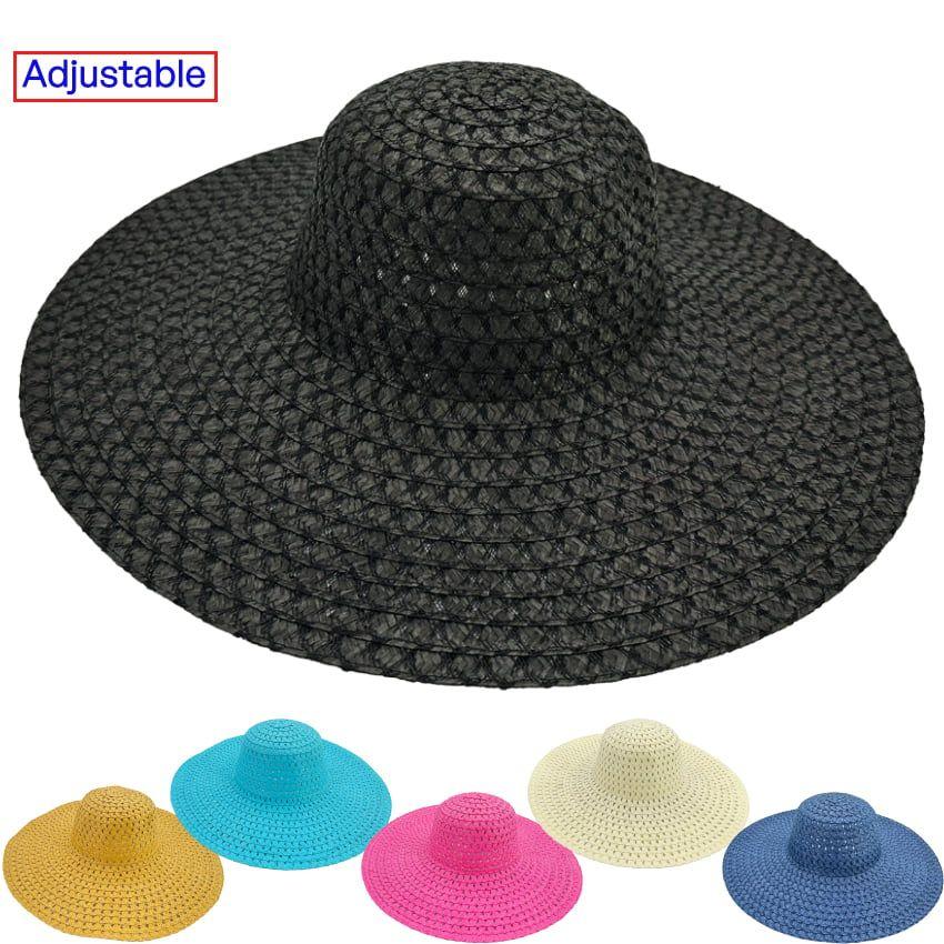 24 Wholesale Fashionable Wide Brim Straw Summer Hat image