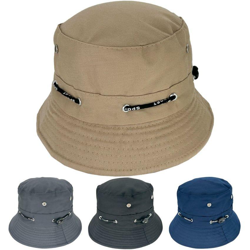 24 Wholesale Plain Solid Colors Men Cotton Bucket Hat - Adjustable Size image