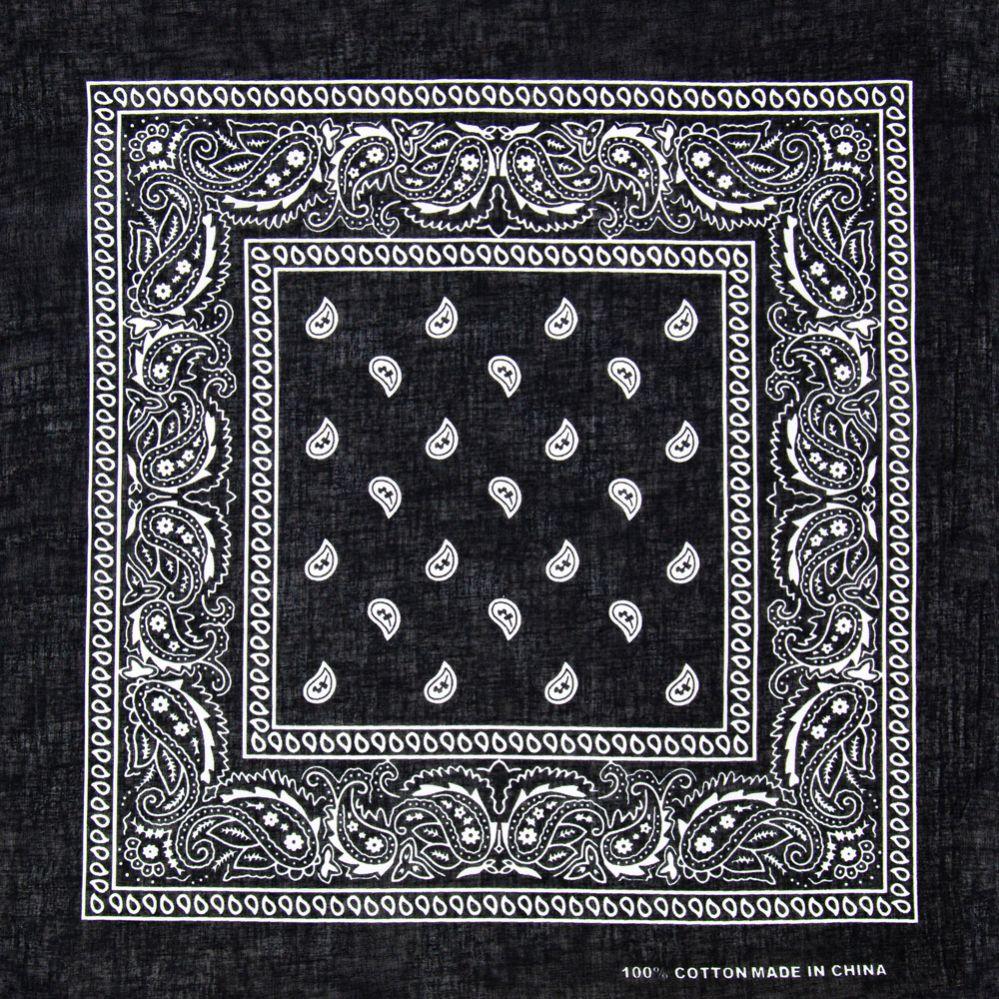 24 Wholesale Black Paisley Cotton Bandana image
