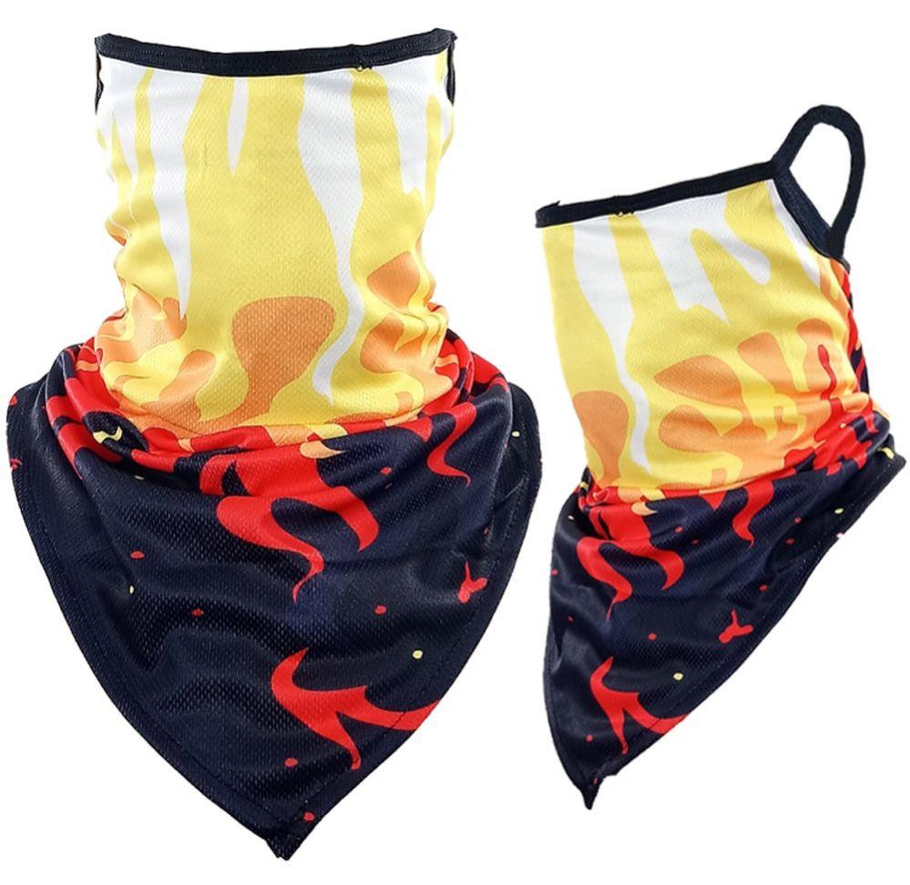 24 Wholesale Neck Gaiters Flames Print Triangle Face Shields image