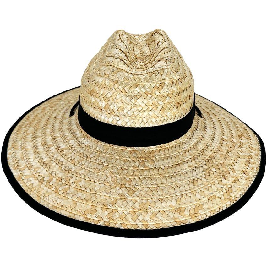 24 Wholesale Straw Summer Hats For Men - Black Border Brim Hat image