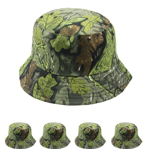 24 Wholesale Dry Leaf Pattern Cotton Bucket Hat image