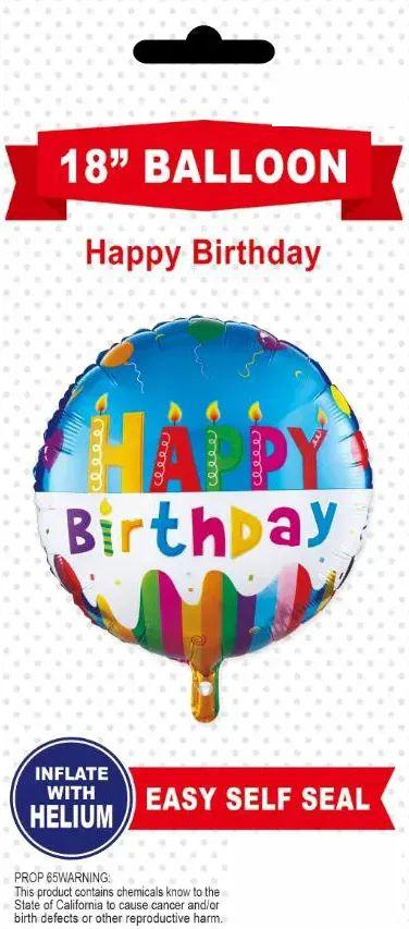 600 Wholesale Candle Mylar Balloons Happy Birthday, 2pcs 18in image