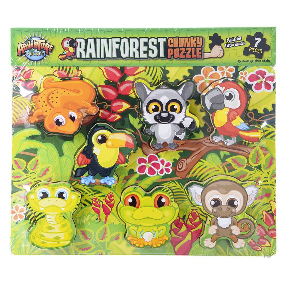 24 Wholesale 11.75" X 10.25" 7 Pc Chunky Rainforest Puzzle image