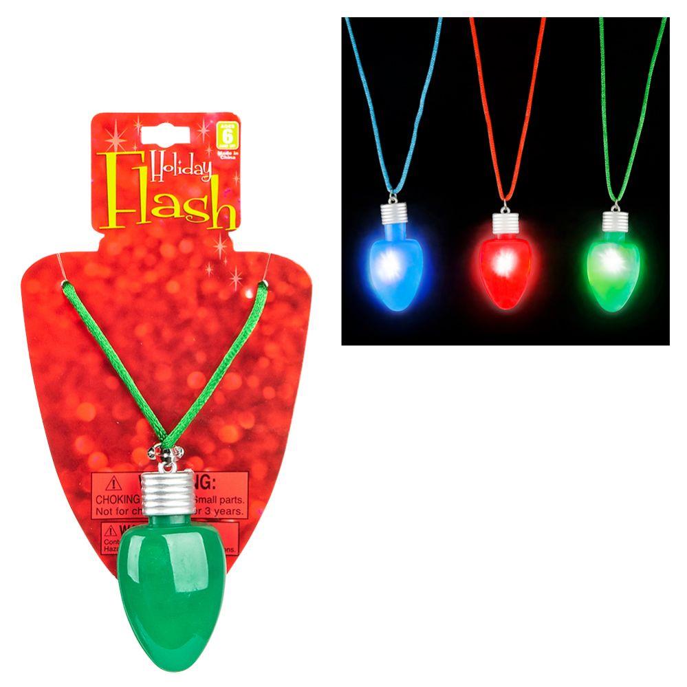 144 Wholesale 28" LighT-Up Christmas Bulb Necklace image