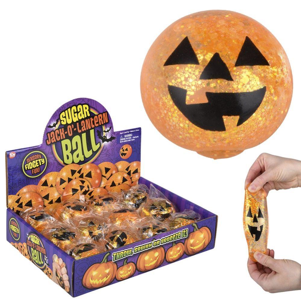72 Wholesale 2.4" Jack O Lantern Squeezy Sugar Ball 12ct image