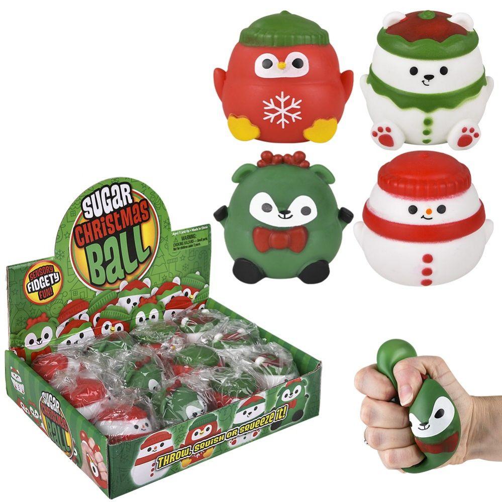 72 Wholesale 2.4" Christmas Squeezy Sugar Ball 12ct image