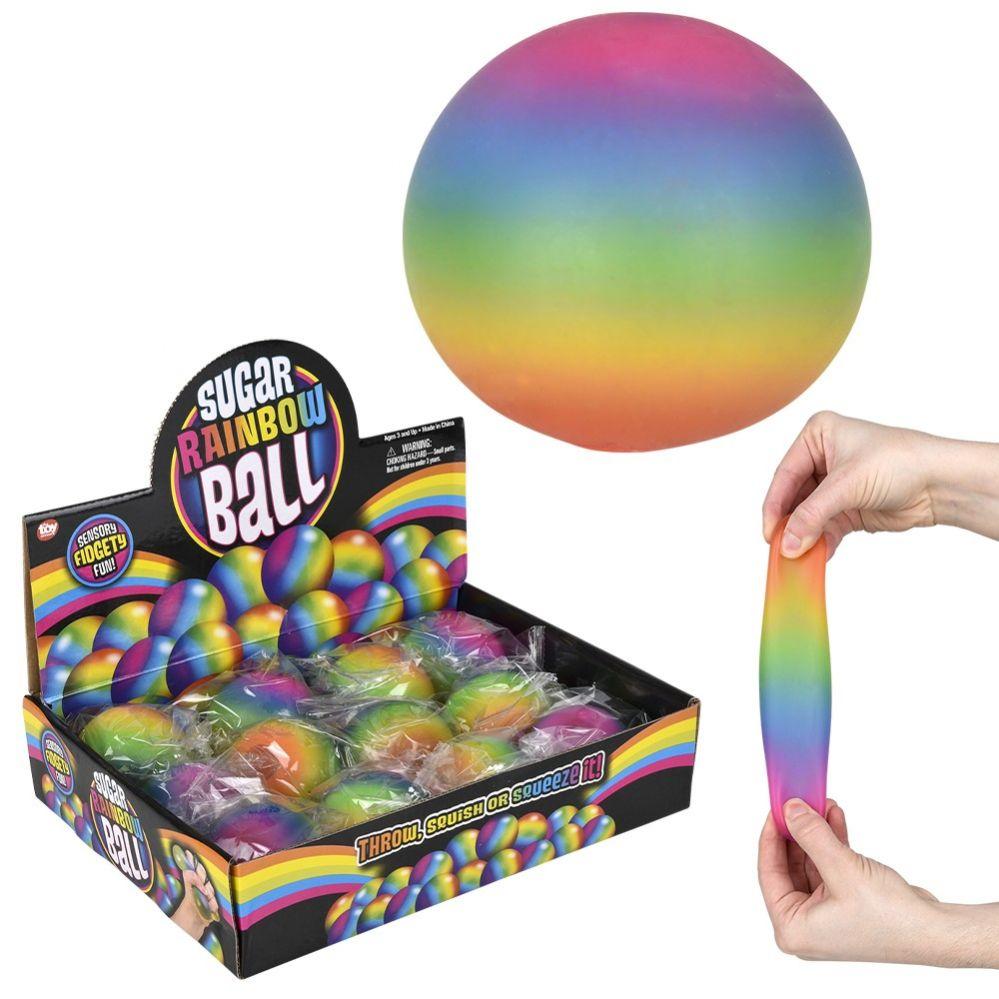72 Wholesale 2.4" Rainbow Squeezy Sugar Ball 12ct image