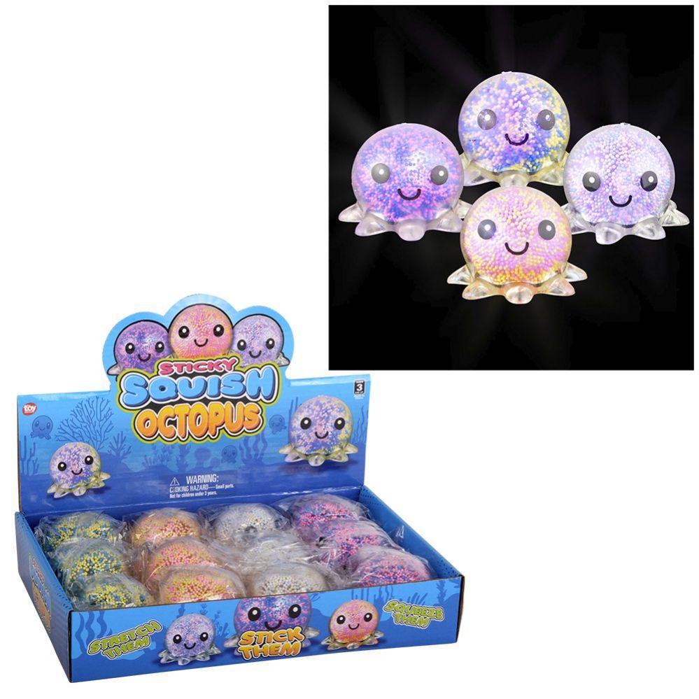 144 Wholesale 3" LighT-Up Squish And Stretch Beaded Octopus image