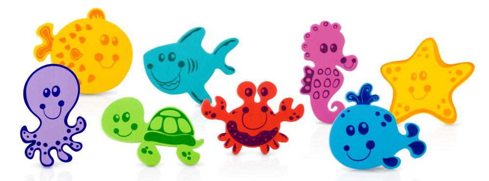 48 Wholesale Nuby Floating Foam Sea Bath Animals Toy 16 Piece Set 3 Years up image