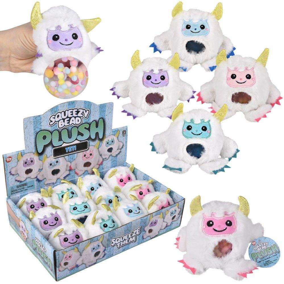 72 Wholesale 3" Yeti Squeezy Bead Plush Ball 12/disp image