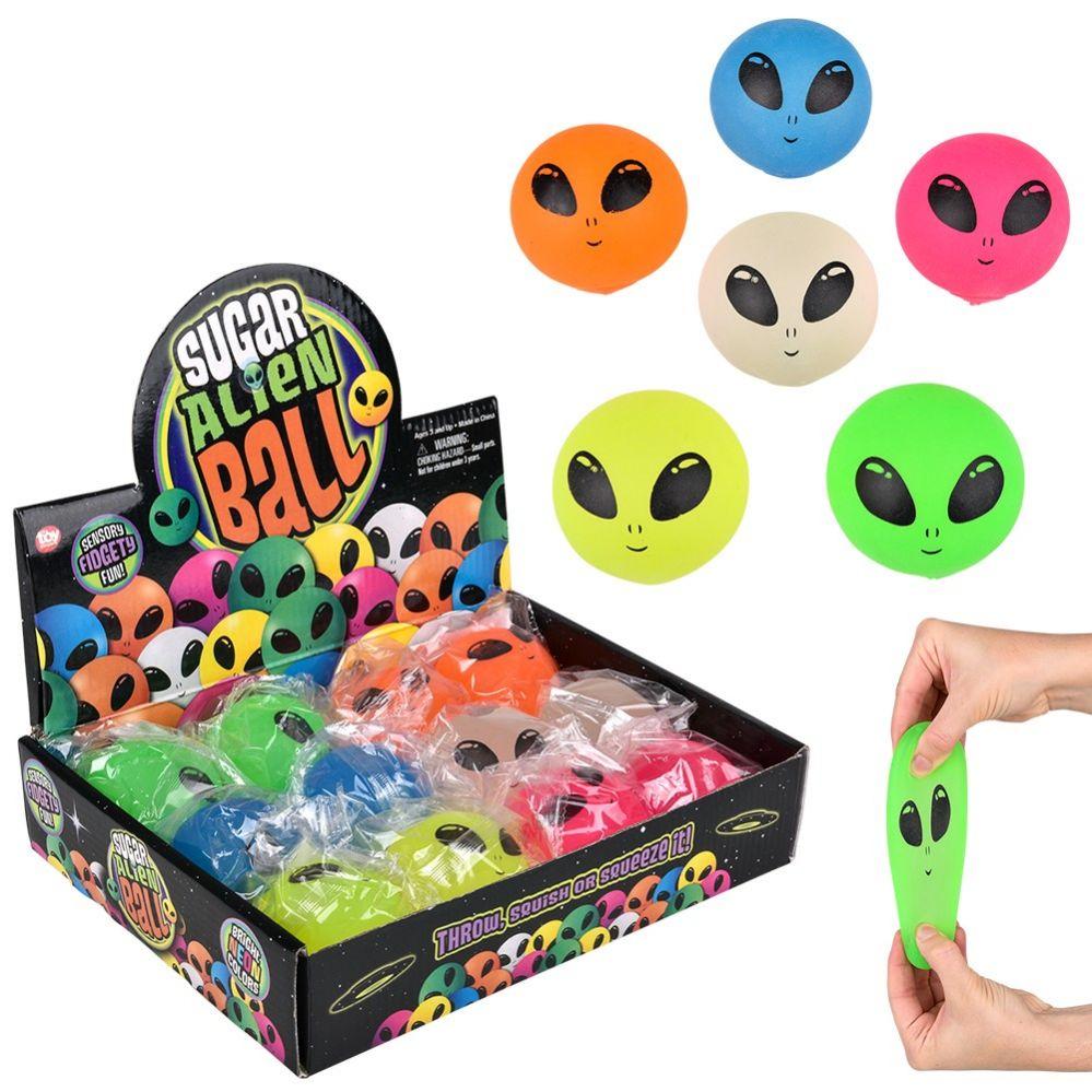 96 Wholesale 2.4" Squeezy Alien Sugar Ball image