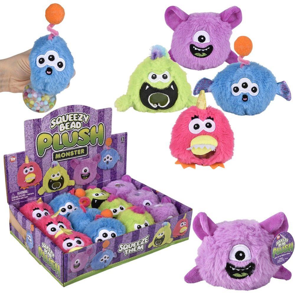 72 Wholesale 3" Squeezy Bead Monster Plush Ball 12ct image
