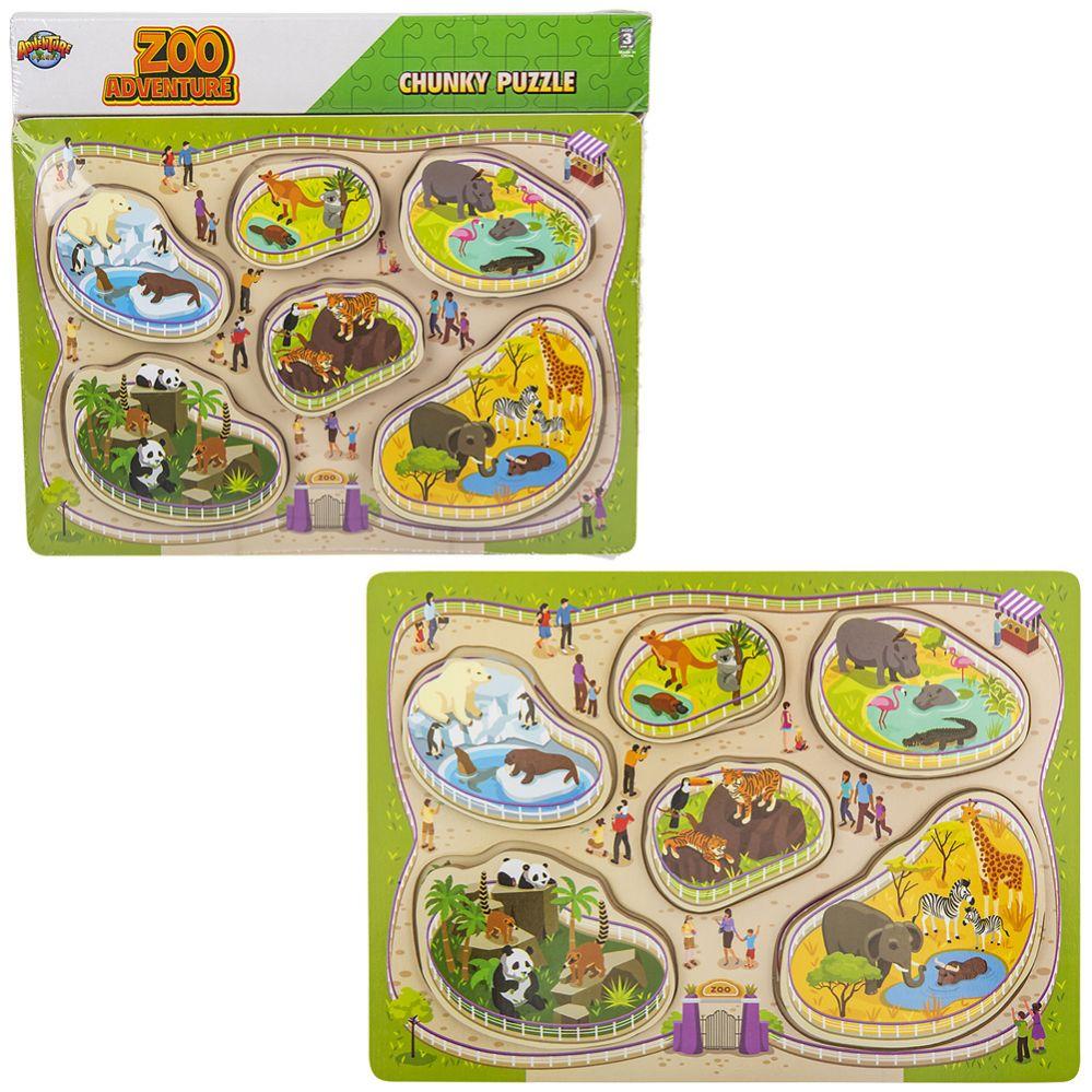 24 Wholesale 24 Wholesale 11.75" X 10.25" 6pc Chunky Build A Zoo Puzzle - WSD image