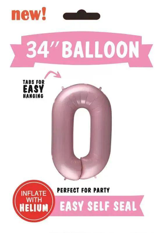 300 Wholesale Mylar Balloon Number 0 Light Pink 34" image