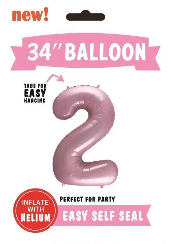 300 Wholesale Mylar Balloon Number 2 Light Pink 34" image