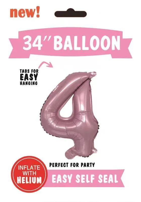 300 Wholesale Mylar Balloon Number 4 Light Pink 34" image