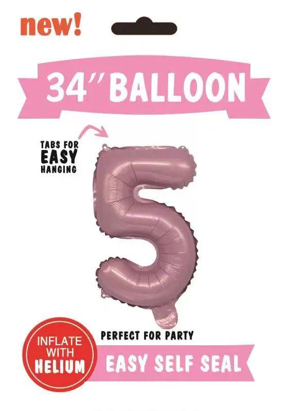 300 Wholesale Mylar Balloon Number 5 Light Pink 34" image