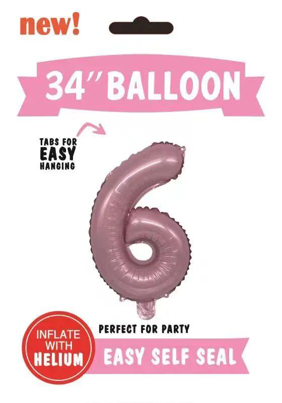 300 Wholesale Mylar Balloon Number 6 Light Pink 34" image