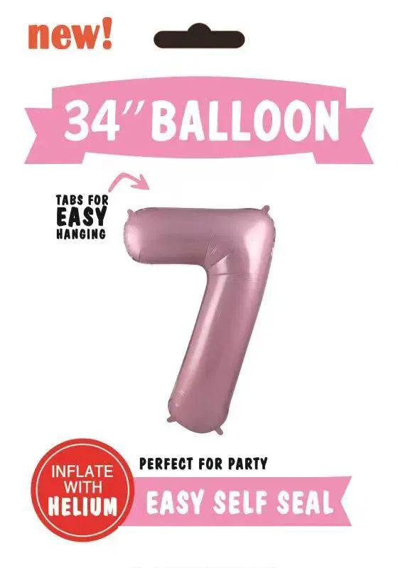 300 Wholesale Mylar Balloon Number 7 Light Pink 34" image