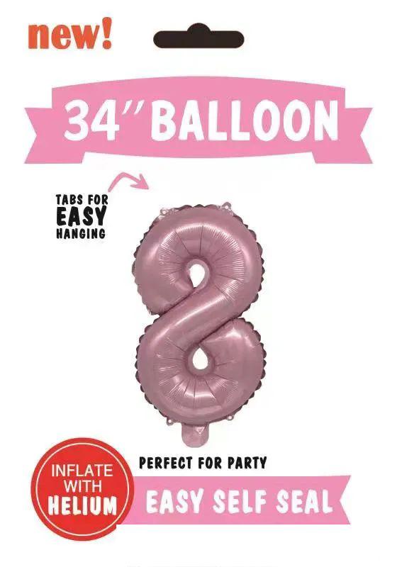 300 Wholesale Mylar Balloon Number 8 Light Pink 34" image