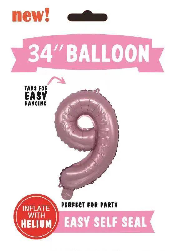 300 Wholesale Mylar Balloon Number 9 Light Pink 34" image