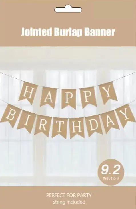 120 Wholesale Happy Birthday Burlap Banner 9.2ft image