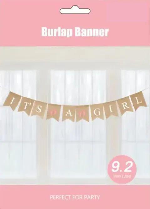 120 Wholesale Its A Girl Burlap Banner 9.2ft image