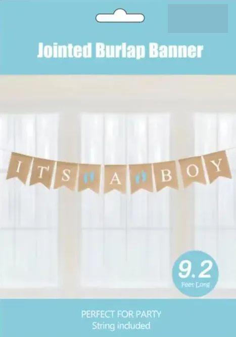 120 Wholesale Its A Boy Burlap Banner 9.2ft image