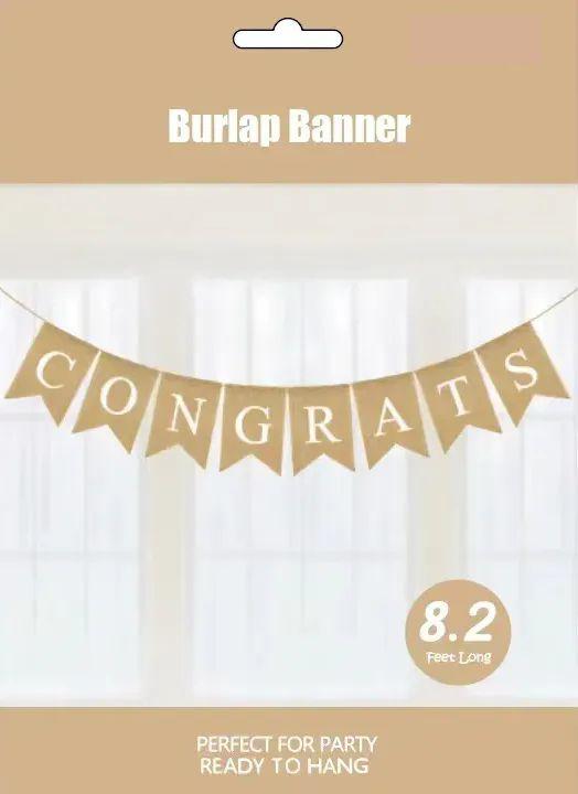 120 Wholesale Congrats Burlap Banner 8.2ft image
