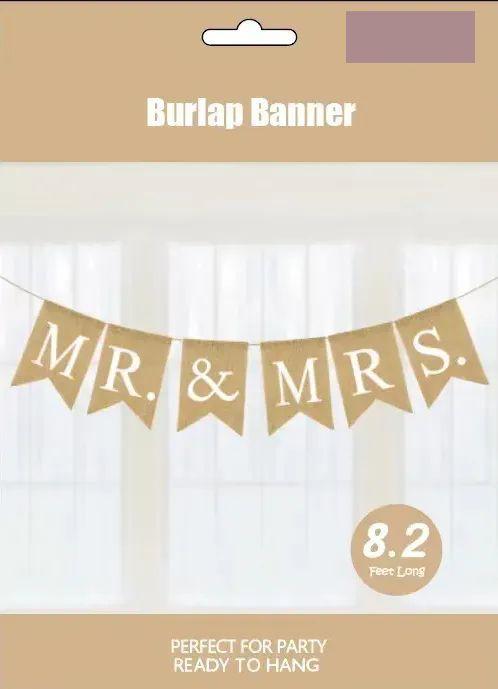 120 Wholesale Mr And Mrs Burlap Banner 8.2ft image
