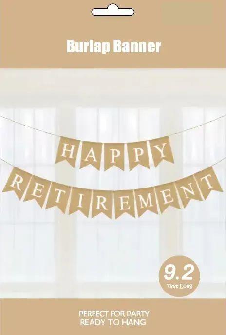 120 Wholesale Happy Retirement Burlap Banner 9.2ft image