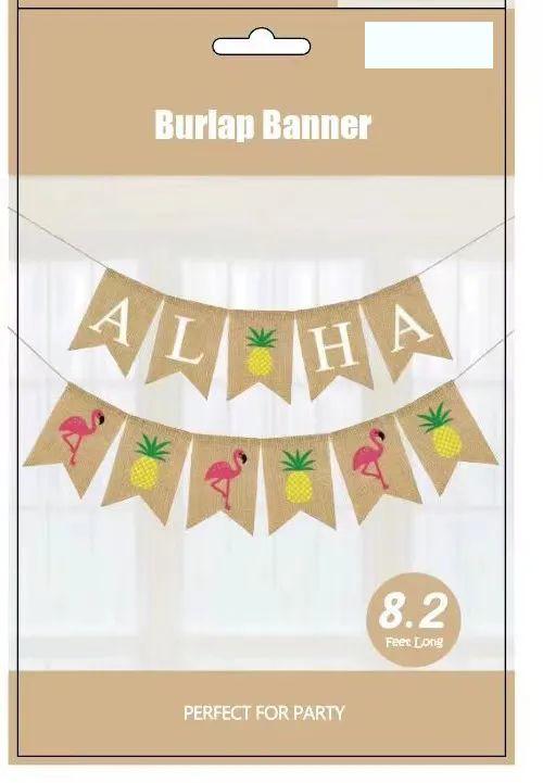 120 Wholesale Aloha Burlap Banner 8.2ft image