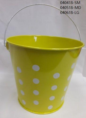 48 Wholesale Yellow Dots Metal Tin Pails 6" image