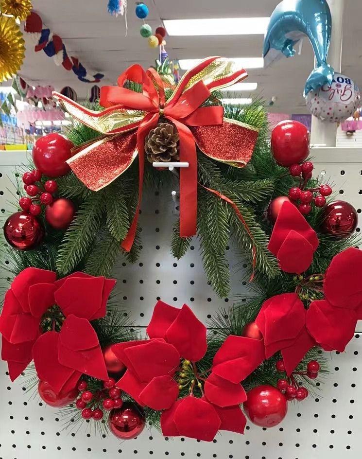 12 Wholesale Flower Christmas Wreath 15inch image
