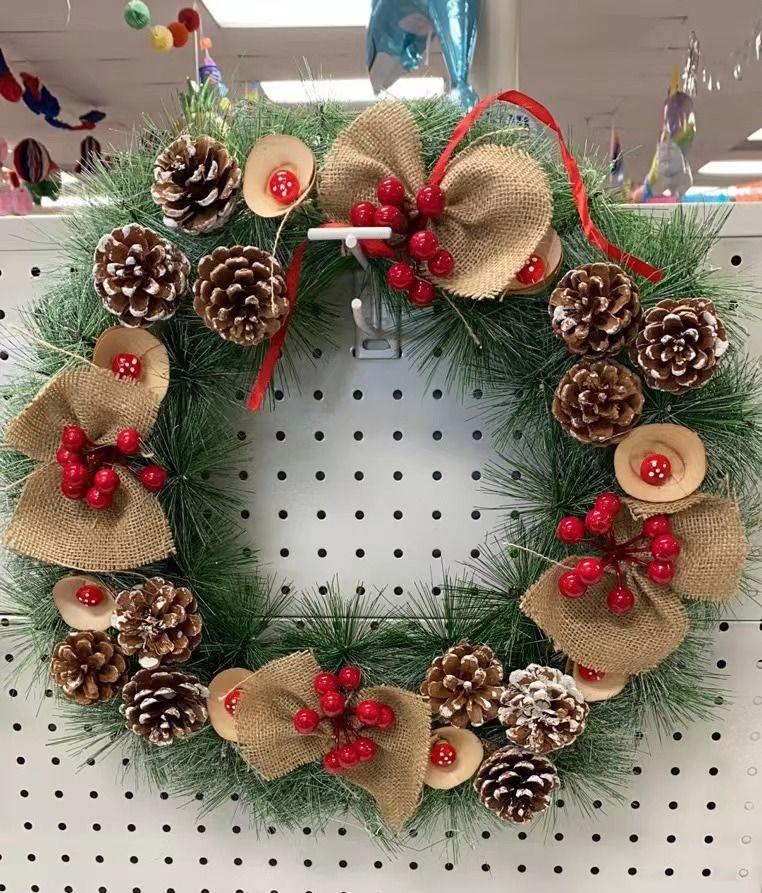 12 Wholesale Snow Christmas Wreath 17inch image