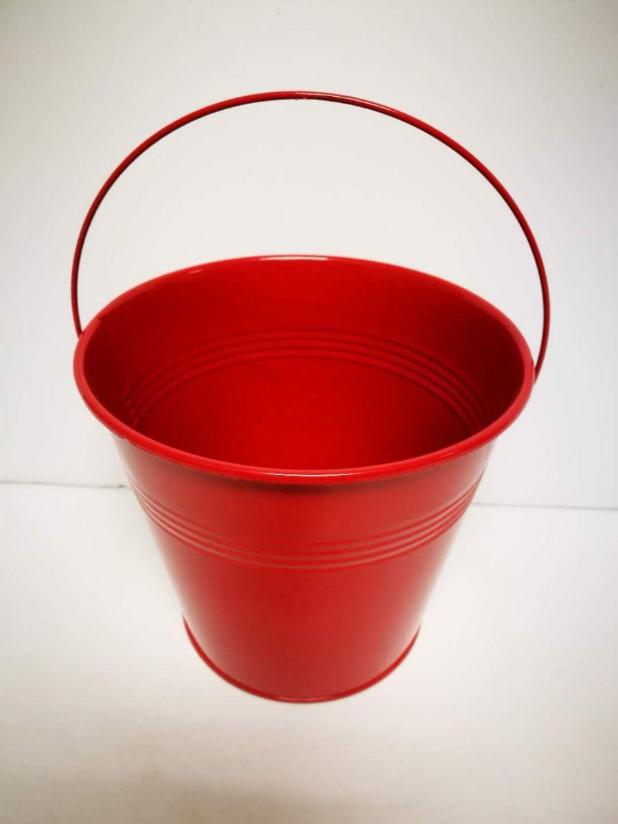 48 Wholesale Red 4" Metal Tin Pails image