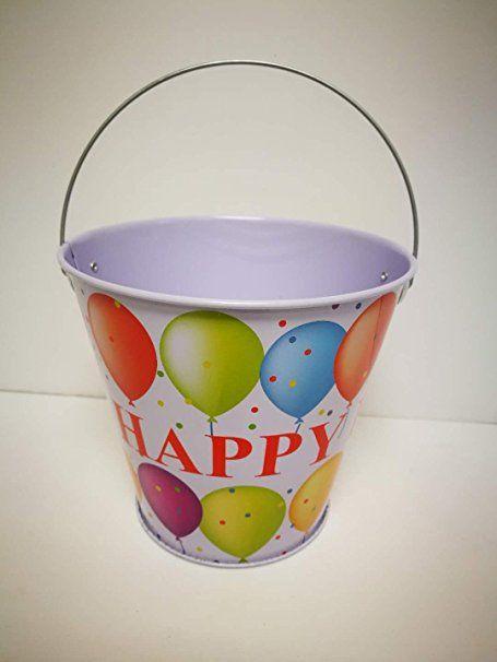 48 Wholesale 5.5" Happy Birthday Tin Pails image