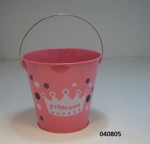 48 Wholesale 5.5" Princess Tin Pails Light Pink image