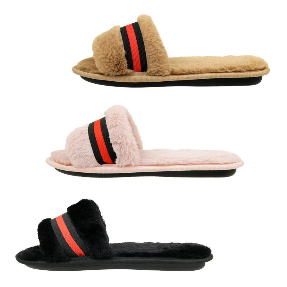 36 Wholesale 36 Wholesale Women's Striped Band Slipper Assorted - WSD image
