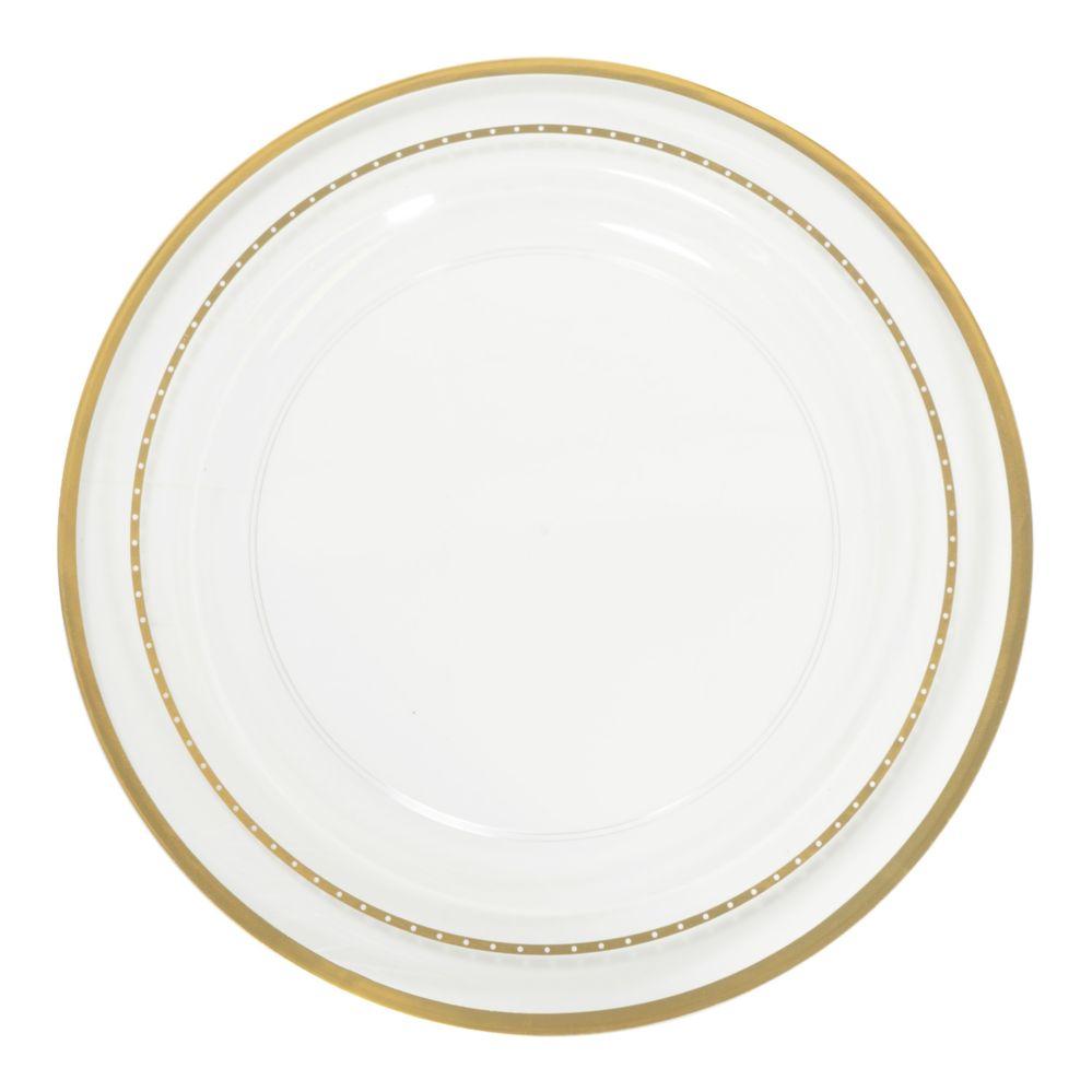 12 Wholesale Clear Plate With Hot Stamping Ring 7 inch 30pc/pack - Gold image
