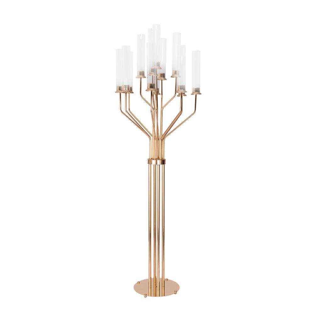 Wholesale 13 Head Candle Holder With Cylinder Shade 63 inch - Gold image
