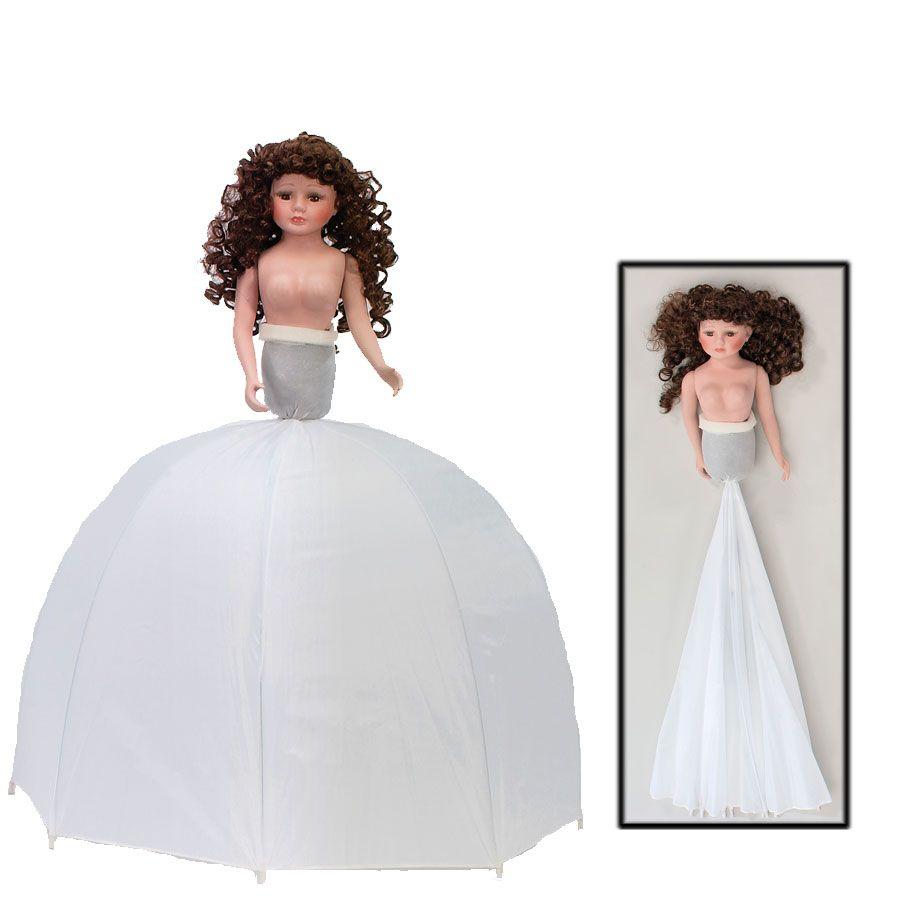 6 Wholesale Quinceanera Umbrella Porcelain Doll 30 inch image