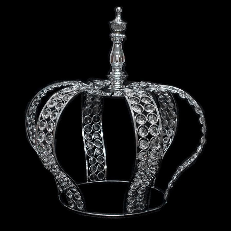 4 Wholesale Crystal Beaded Crown Centerpiece - Silver image